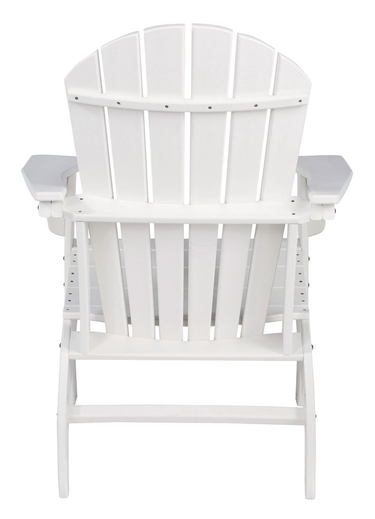 Contemporary Plastic Adirondack Chair with Slatted Back, White - View 4