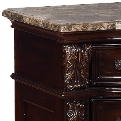 Sany Wooden Nightstand with Three Spacious Drawers and Bun Feet, Cherry Brown - View 4