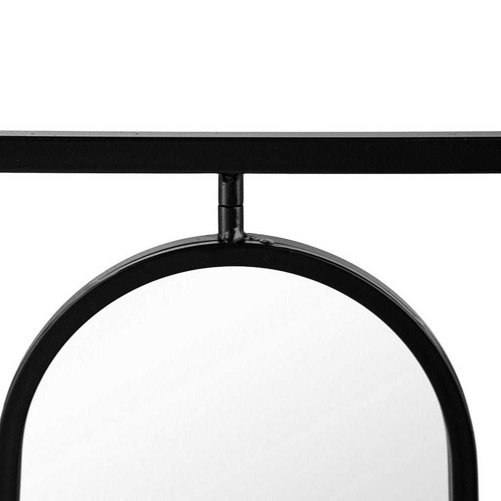 36 Inch Modern Wall Decor, 4 Swiveling Oblong Mirrors, Black Metal Frame - View 4