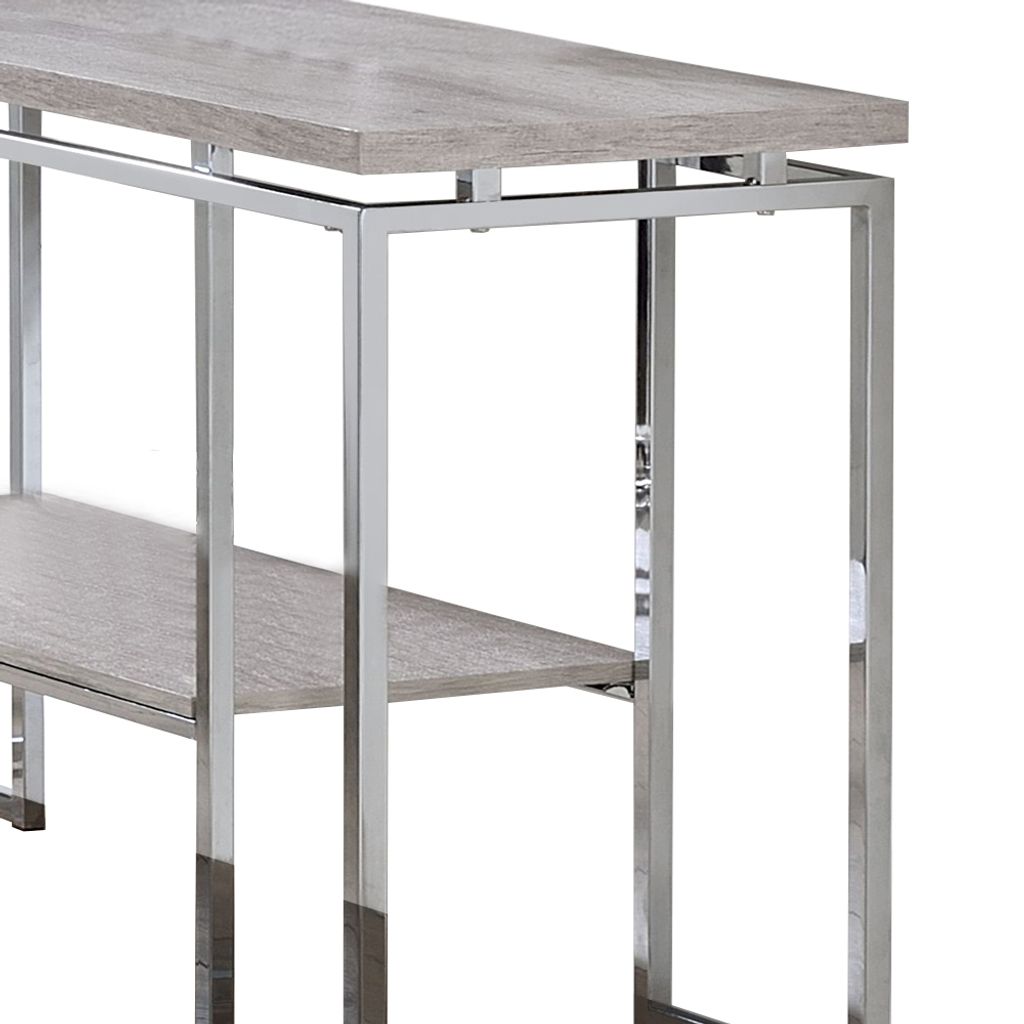 Sofa Table with Rectangular Tabletop and Open Bottom Shelf,Silver and Brown - View 5