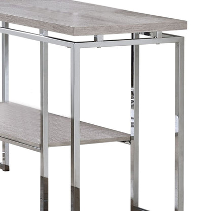 Sofa Table with Rectangular Tabletop and Open Bottom Shelf,Silver and Brown - View 5