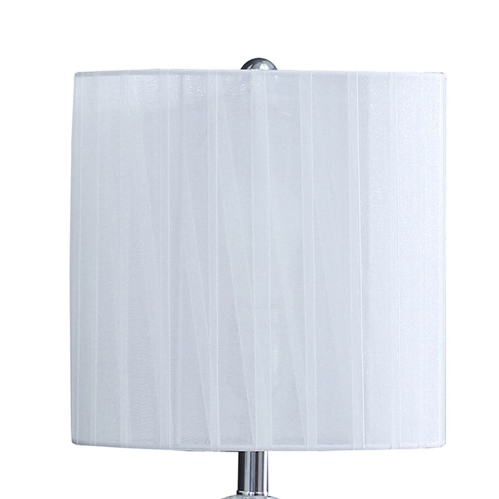 20 Inch Glass Table Lamp, 9W LED, 3 Way Switch, Egg Shape, Silver - View 3