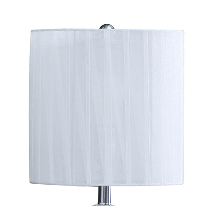 20 Inch Glass Table Lamp, 9W LED, 3 Way Switch, Egg Shape, Silver - View 3