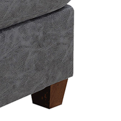 Contemporary Leatherette Rectangular tufted Ottoman, Gray - View 5
