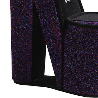 High Heel Shoe Jewelry Box with 3 Hooks and Storage, Purple - View 3