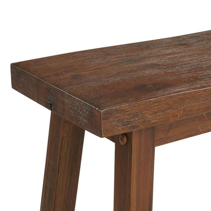 Saddle Design Wooden Bench with Grain Details, Brown - View 4