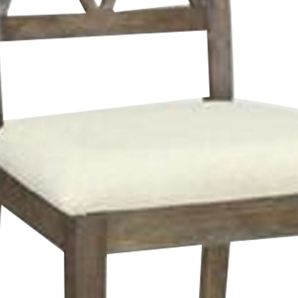 Wood Dining Chair, Double X Backrest, Set of 2, Beige, Brown - View 3