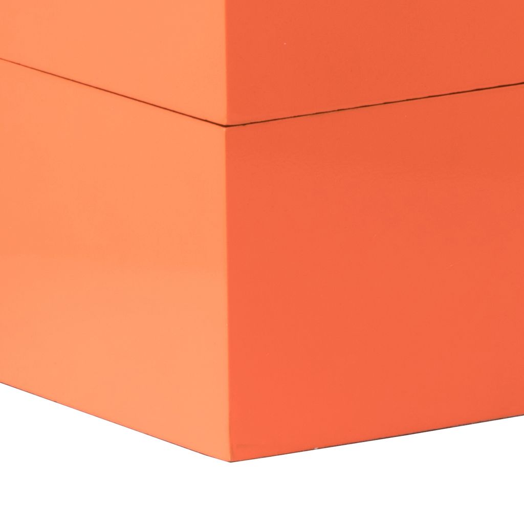 Neo 14, 11 Inch Set of 2 Decorative Boxes, Geometric Metal Accents, Orange - View 4