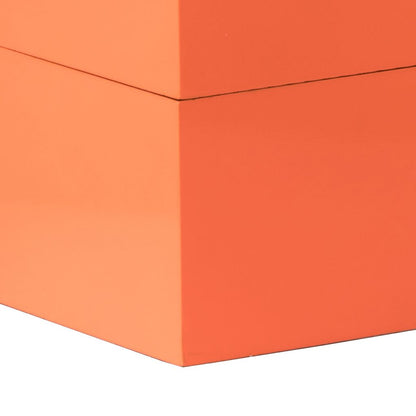 Neo 14, 11 Inch Set of 2 Decorative Boxes, Geometric Metal Accents, Orange - View 4