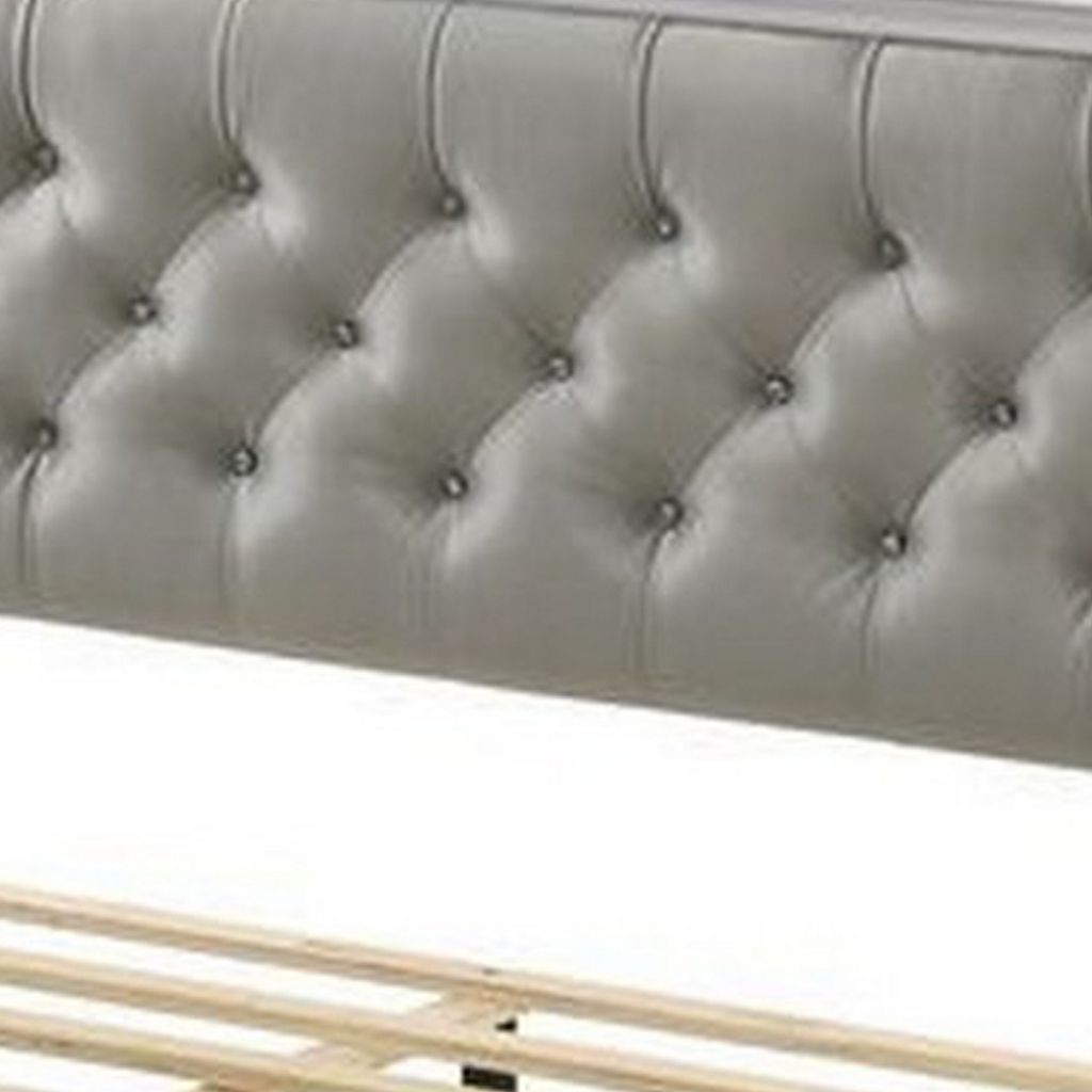 Elegant Queen Size Bed, LED Trim, Button Tufted Headboard, White - View 3