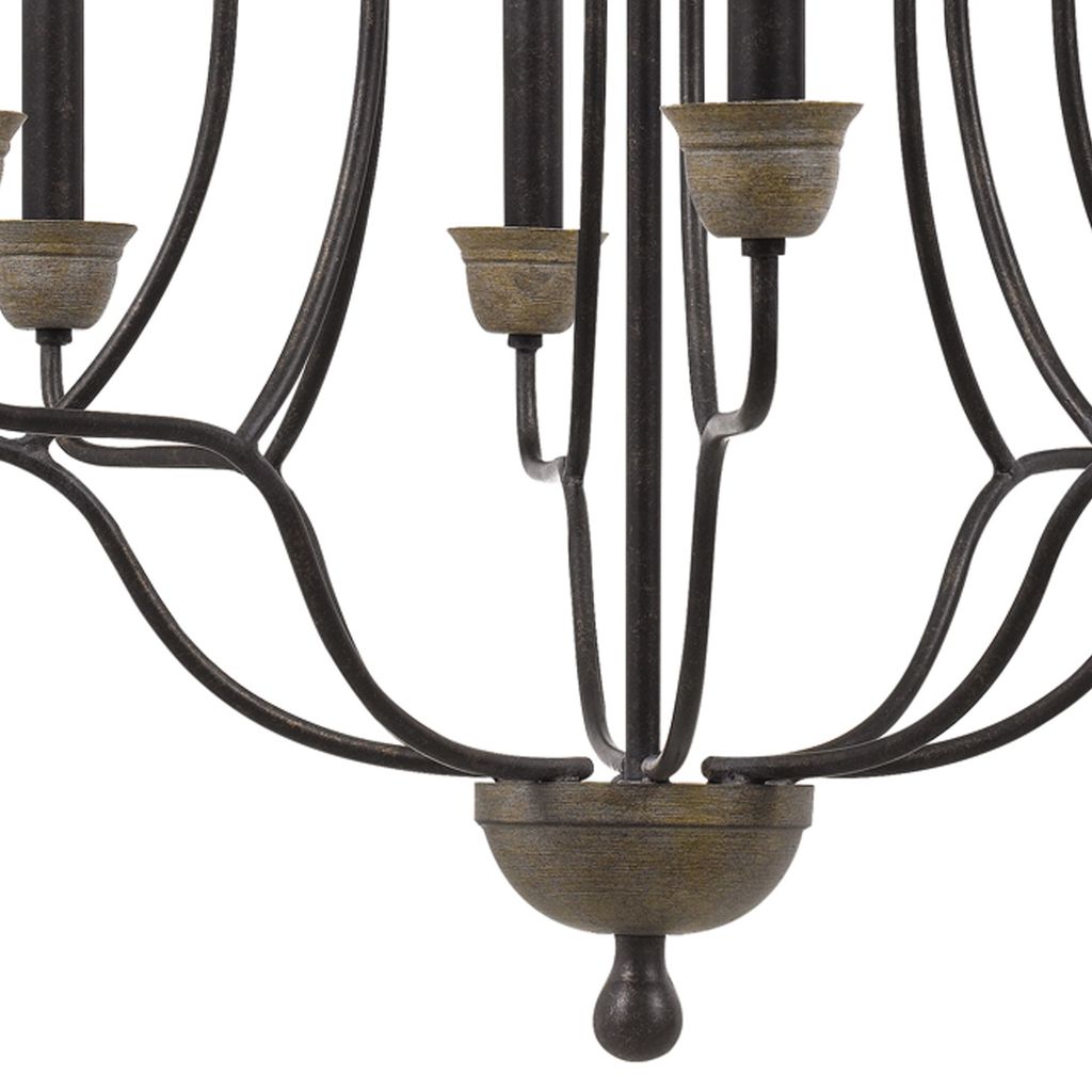 60 X 8 Watt Metal Chandelier with Tubular Frame, Textured Bronze - View 5