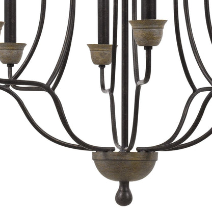 60 X 8 Watt Metal Chandelier with Tubular Frame, Textured Bronze - View 5