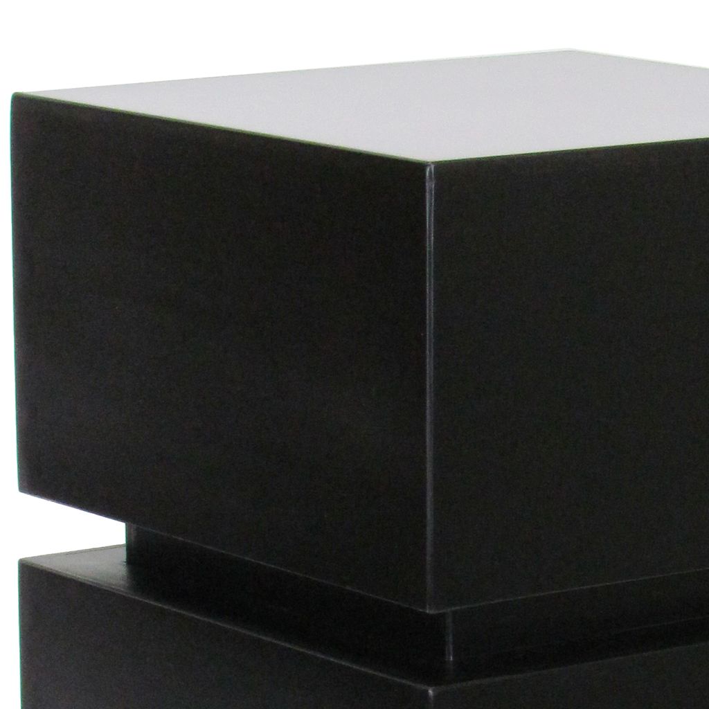 Wooden Pedestal Stand in Stacked Cube Design, Antique Black - View 4