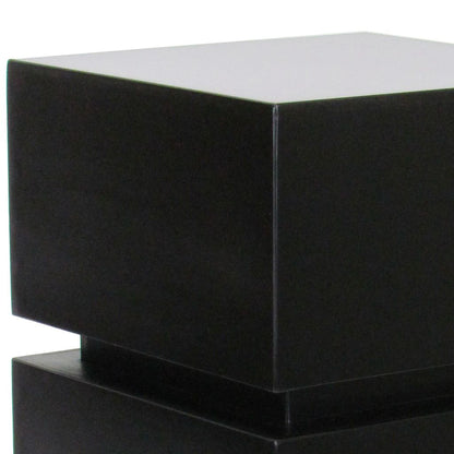 Wooden Pedestal Stand in Stacked Cube Design, Antique Black - View 4