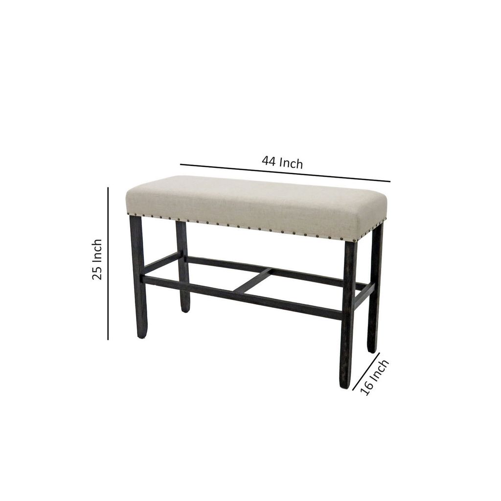 Sania II Rustic Counter Ht. Bench, Antique Black Finish - View 6
