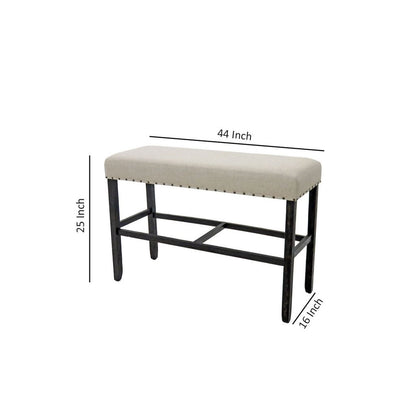 Sania II Rustic Counter Ht. Bench, Antique Black Finish - View 6