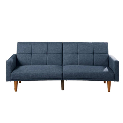 Fabric Adjustable Sofa with Square Tufted Back, Blue