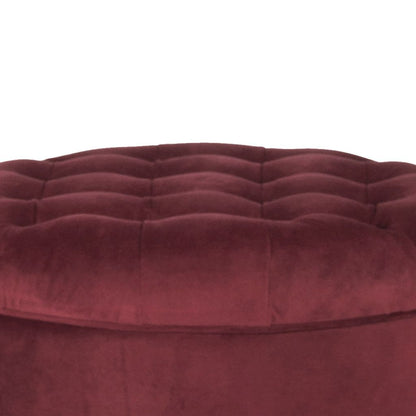 Velvet Upholstered Wooden Ottoman with Tufted Lift Off Lid Storage, Red - View 4