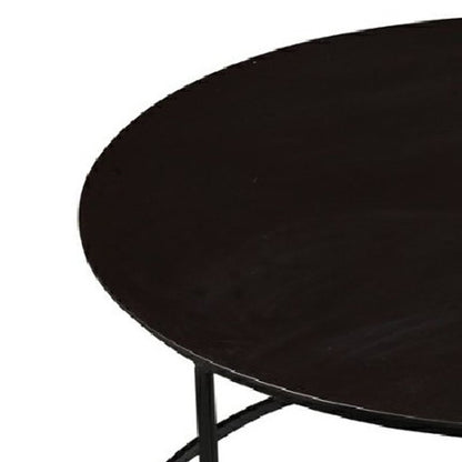 Round Metal Frame Side Table with Tubular Legs, Dark Brown - View 2