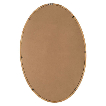 33 Inch Modern Accent Wall Mirror, Mountable Oval Wood Frame in Brown - View 3