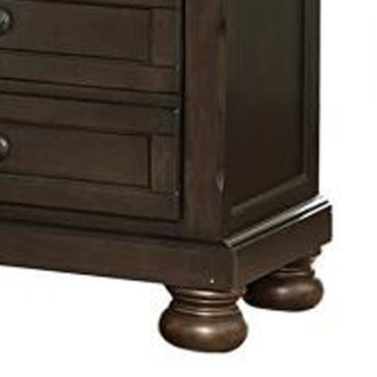 Wooden Mid Century Design Night Stand Chest With Hidden Drawer, Dark Brown - View 5