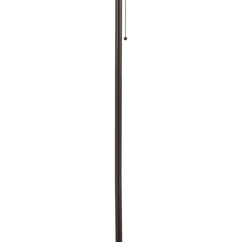Metal Floor Lamp with Pull Chain Switch and Paper Shade, Off White and Black - View 3