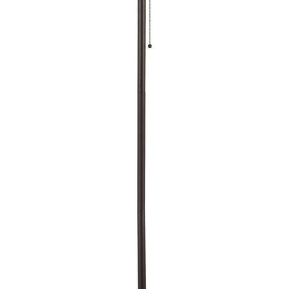 Metal Floor Lamp with Pull Chain Switch and Paper Shade, Off White and Black - View 3