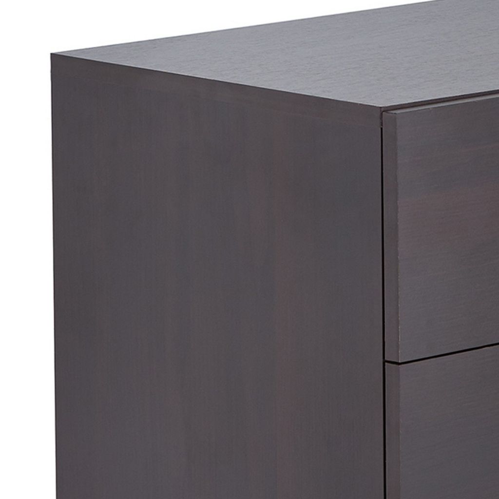 Rectangular Wood & Metal Nightstand By Elms, Brown & Chrome - View 7