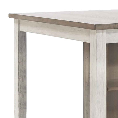 3 Piece Counter Height Table and Barstool Set, Antique White and Brown - View 2