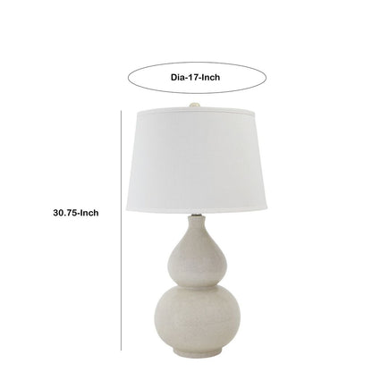 Hardback Shade Table Lamp with Double Gourd Ceramic Base, Cream - View 6