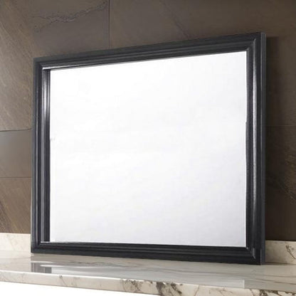 Molded Wooden Frame Dresser Top Mirror, Black and Silver - View 7