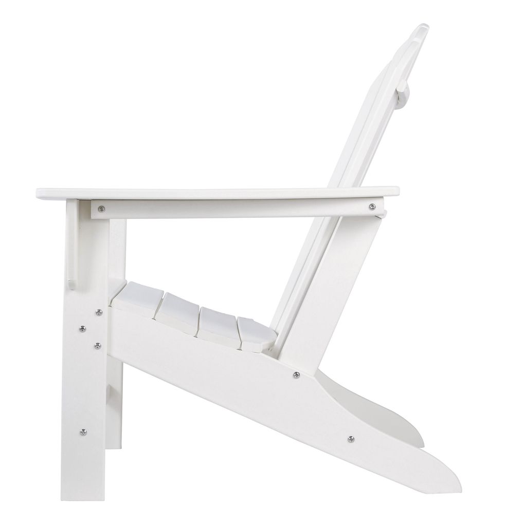 Contemporary Plastic Adirondack Chair with Slatted Back, White - View 3