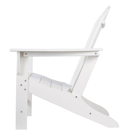 Contemporary Plastic Adirondack Chair with Slatted Back, White - View 3
