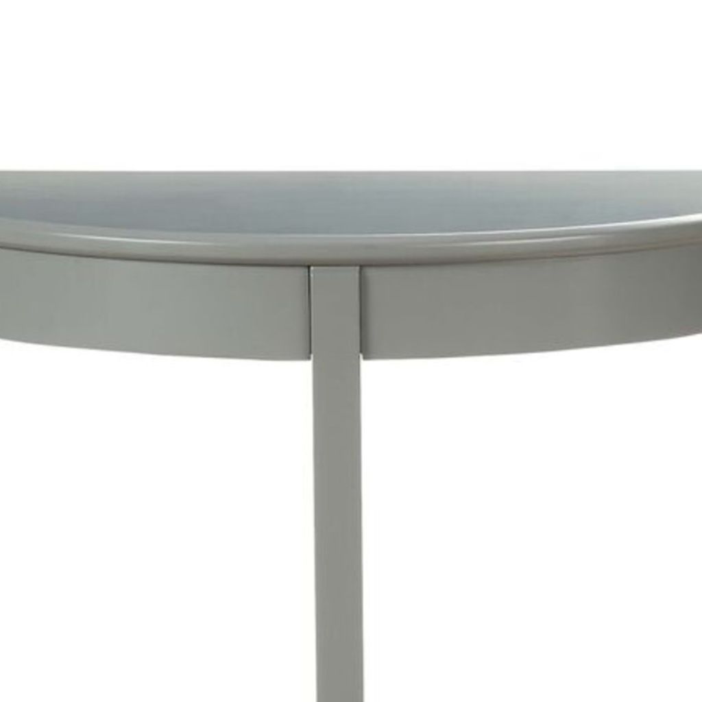 Wooden Half Moon Shaped Console Table with One Open Bottom Shelf, Gray - View 3