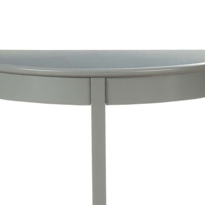 Wooden Half Moon Shaped Console Table with One Open Bottom Shelf, Gray - View 3