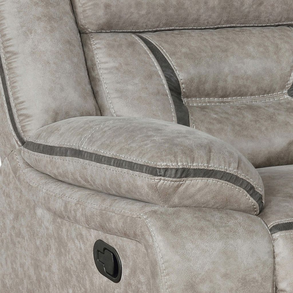 Jake 41 Inch Gliding Manual Recliner, Pillowtop, Taupe Brown Faux Leather - View 2