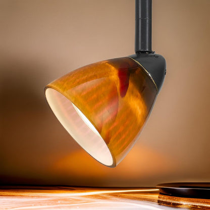 Hand Blown Glass Shade Track Light Fixture with Metal Frame, Dark Bronze - View 7