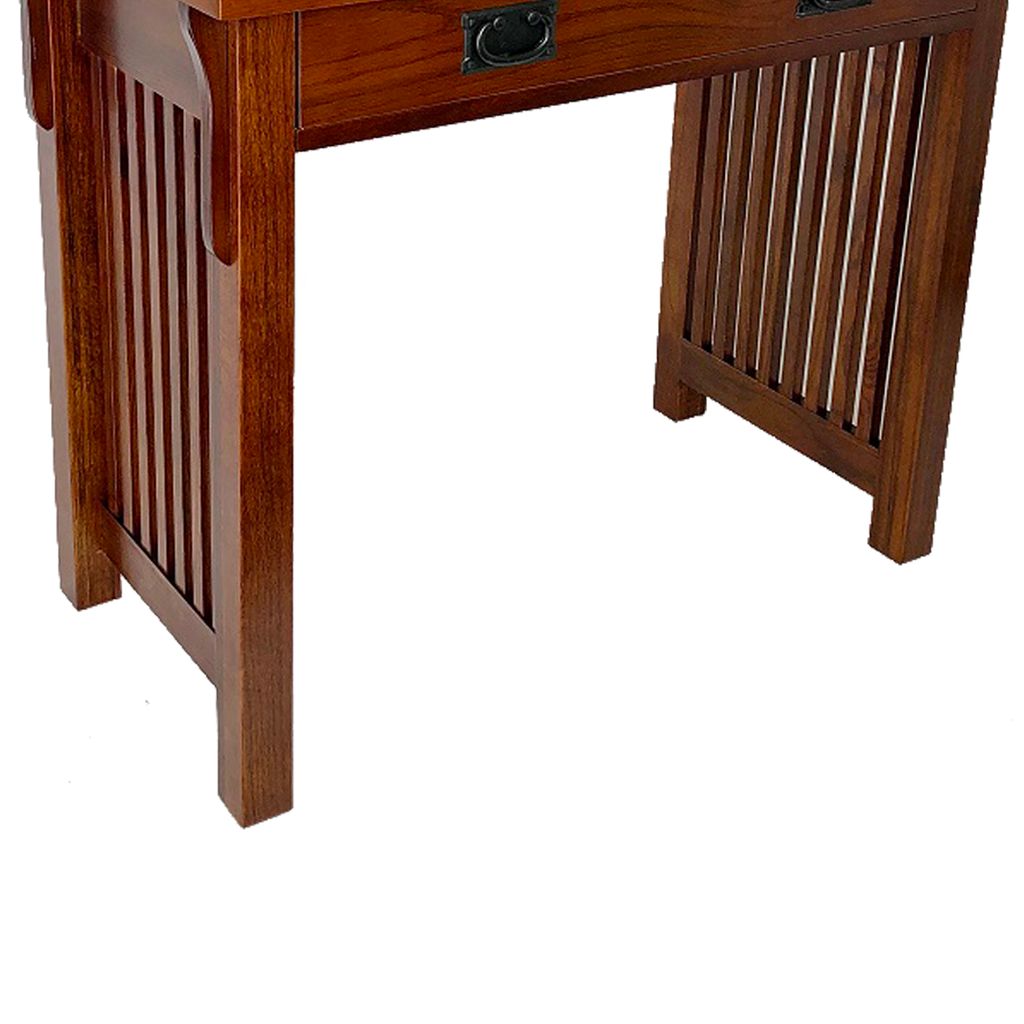 Wooden Frame Writing Desk with 1 Drawer and Slatted Sides, Brown - View 4