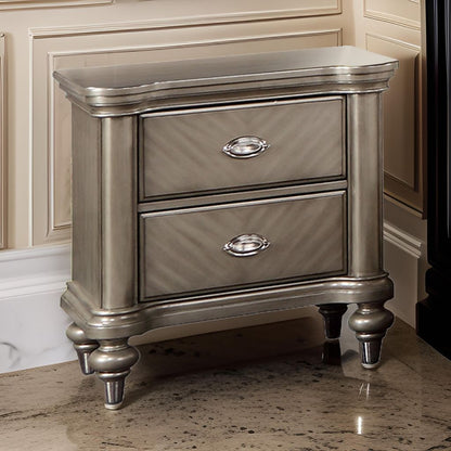 Ada 28 Inch Classic Rustic 2 Drawer Nightstand, Chevron Design, Brown - View 7