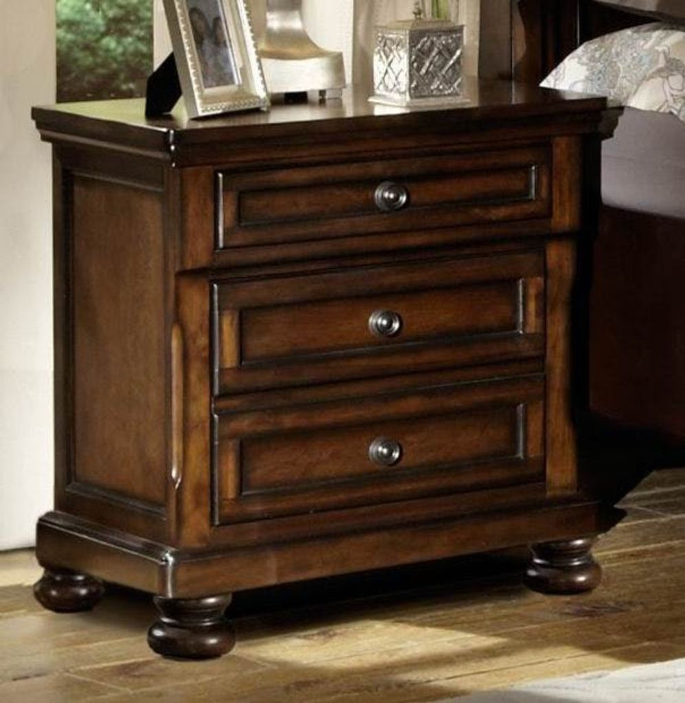 Classic Wooden Night Stand with 2 Drawers Brown