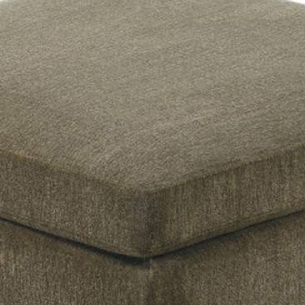 37 Inches Fabric Upholstered Wooden Ottoman, Taupe Brown - View 3