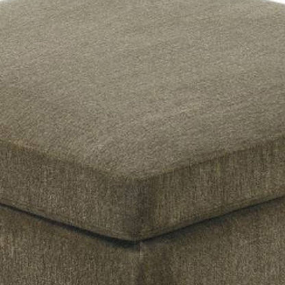 37 Inches Fabric Upholstered Wooden Ottoman, Taupe Brown - View 3