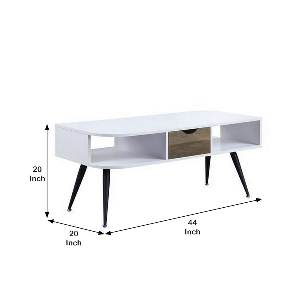 Coffee Table with Melamine Paper Veneer Top and 1 Drawer, White - View 6