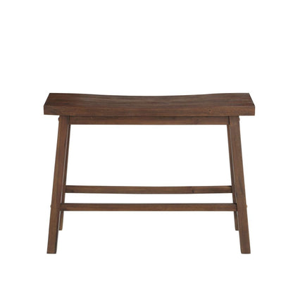 Saddle Design Wooden Bench with Grain Details, Brown - View 2