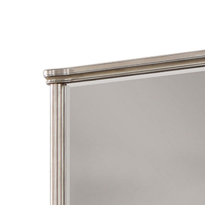 Ada 38 x 45 Rectangular Dresser Mirror, Molded Trim, Pine Wood, Brown - View 2