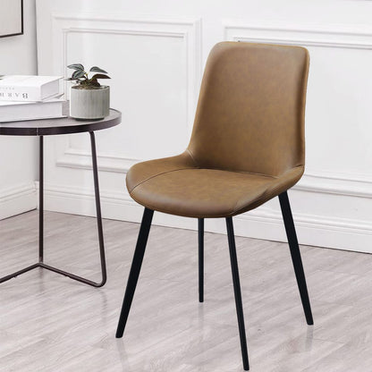 Eli 20 Inch Parson Style Dining Chair, Vegan Leather, Set of 2, Tan Brown - View 7