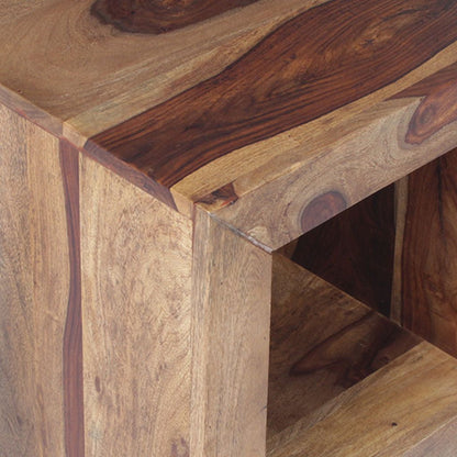Cube Shape Rosewood Side Table With Cutout Bottom, Brown - View 4