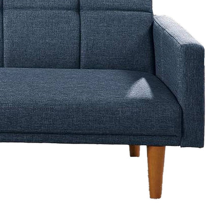 Fabric Adjustable Sofa with Square Tufted Back, Blue - View 4