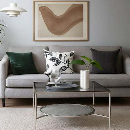 Coffee Table with Textured Round Shelf, Silver - View 7
