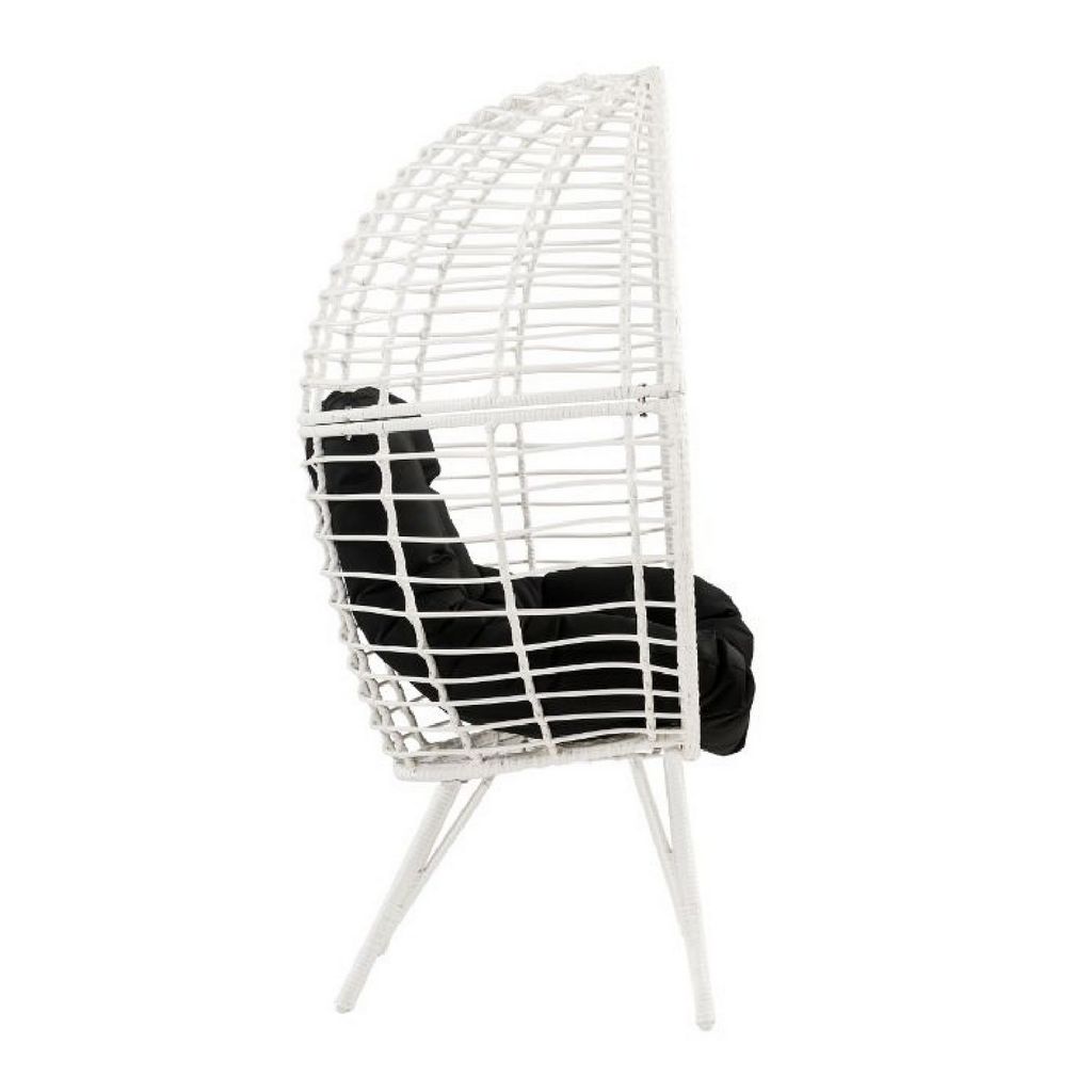 Wicker Patio Lounge Chair with Angled Metal Legs, White - View 5